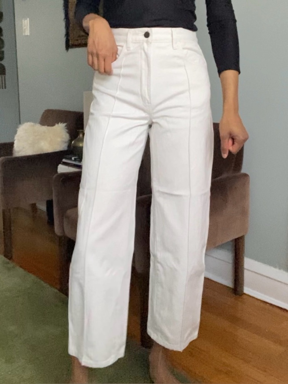 Uniqlo Off White Barrel-Leg High-Rise Jeans
